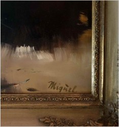 Kompozycja Olejna Kwiatów w Wazonie - Sygn. Miguel XXw.