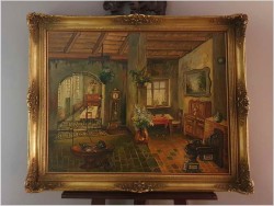 Scena we wnętrzu - R. De Badrihaye 80cm x 70cm ( Belgia XIX-XXw.)