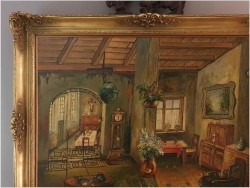 Scena we wnętrzu - R. De Badrihaye 80cm x 70cm ( Belgia XIX-XXw.)