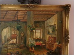 Scena we wnętrzu - R. De Badrihaye 80cm x 70cm ( Belgia XIX-XXw.)