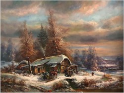 Romantyczne Malarstwo! Zimowy krajobraz - Albrecht BRINKMANN (1930)