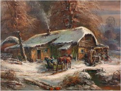 Romantyczne Malarstwo! Zimowy krajobraz - Albrecht BRINKMANN (1930)