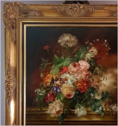 Bukiet kwiatowy z różami i piwoniami - Heinrich Garossa (1902-?)