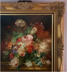 Bukiet kwiatowy z różami i piwoniami - Heinrich Garossa (1902-?)