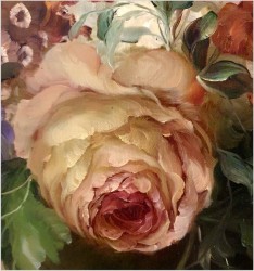 Bukiet kwiatowy z różami i piwoniami - Heinrich Garossa (1902-?)