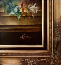 Bukiet kwiatowy z różami i piwoniami - Heinrich Garossa (1902-?)