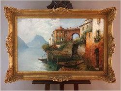 Widok na Morcote nad jeziorem Lugano - Gattelli Dardo  (Italy XXw.)