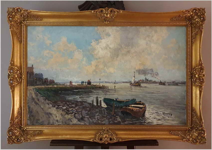 Dobra pozycja! Nabrzeże z łodziami - Wim Van Norden (1917-2001)