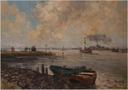 Dobra pozycja! Nabrzeże z łodziami - Wim Van Norden (1917-2001)