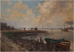 Dobra pozycja! Nabrzeże z łodziami - Wim Van Norden (1917-2001)