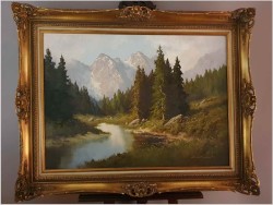 Wyjątkowe malarstwo! Alpejski krajobraz ~ J.H.Thomas (*1922 Dresden)