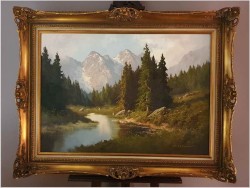 Wyjątkowe malarstwo! Alpejski krajobraz ~ J.H.Thomas (*1922 Dresden)