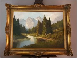 Wyjątkowe malarstwo! Alpejski krajobraz ~ J.H.Thomas (*1922 Dresden)