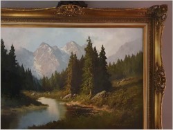 Wyjątkowe malarstwo! Alpejski krajobraz ~ J.H.Thomas (*1922 Dresden)