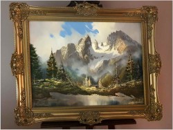 Realistyczny obraz olejny! Masyw górski Watzmann - J. E. Lemke *1916