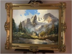 Realistyczny obraz olejny! Masyw górski Watzmann - J. E. Lemke *1916