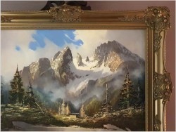 Realistyczny obraz olejny! Masyw górski Watzmann - J. E. Lemke *1916