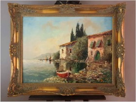 Technika Szpachlowa! Śródziemnomorski krajobraz - H. Nilsen *1908