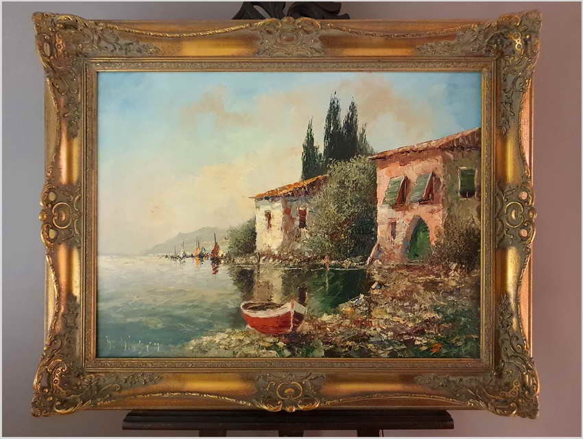 Technika Szpachlowa! Śródziemnomorski krajobraz - H. Nilsen *1908