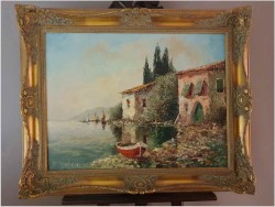 Technika Szpachlowa! Śródziemnomorski krajobraz - H. Nilsen *1908