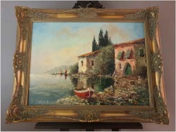 Technika Szpachlowa! Śródziemnomorski krajobraz - H. Nilsen *1908