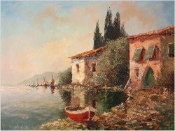 Technika Szpachlowa! Śródziemnomorski krajobraz - H. Nilsen *1908