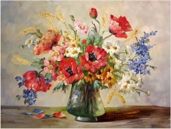 Kompozycja maków i wiosennych kwiatów - Hedwig Petermann *1877