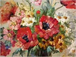 Kompozycja maków i wiosennych kwiatów - Hedwig Petermann *1877