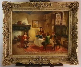 Malarstwo Rodzajowe! Spotkanie w męskim gronie - Oskar Urbahn XXw.