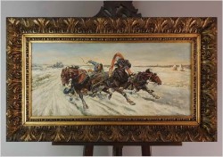 Rosyjskie malarstwo olejne! - Pędząca trojka. Rosja XIXw. (150cm x 82cm)