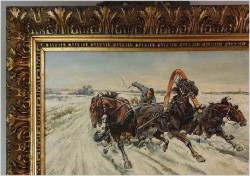 Rosyjskie malarstwo olejne! - Pędząca trojka. Rosja XIXw. (150cm x 82cm)