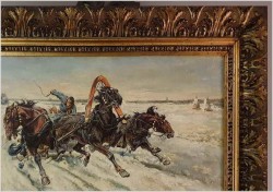 Rosyjskie malarstwo olejne! - Pędząca trojka. Rosja XIXw. (150cm x 82cm)
