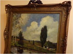 PIĘKNY KRAJOBRAZ W DUŻEJ BAROKOWEJ RAMIE ~ Carl Wilhelm Mosblech (1868-1934)