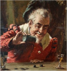 Pałacowe malarstwo! Gra w kości - Hein Van Doren (1930r Düsseldorf)