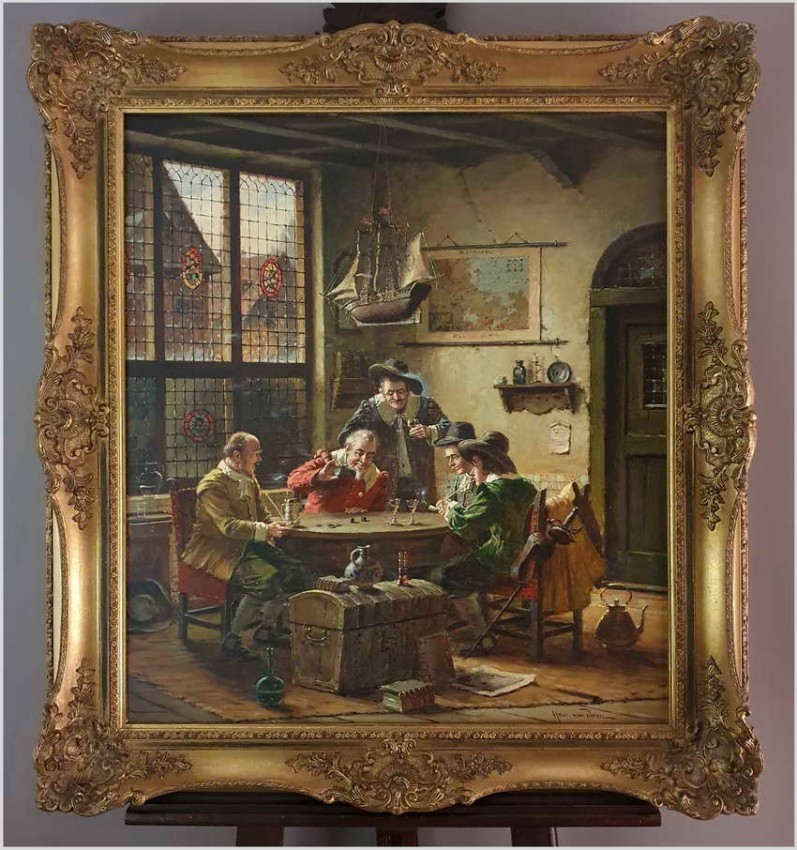 Pałacowe malarstwo! Gra w kości - Hein Van Doren (1930r Düsseldorf)