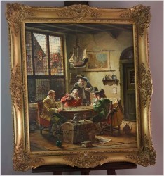 Pałacowe malarstwo! Gra w kości - Hein Van Doren (1930r Düsseldorf)