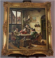 Pałacowe malarstwo! Gra w kości - Hein Van Doren (1930r Düsseldorf)