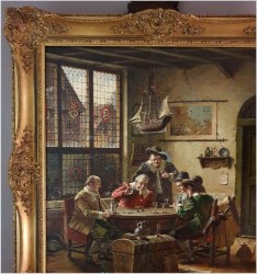 Pałacowe malarstwo! Gra w kości - Hein Van Doren (1930r Düsseldorf)