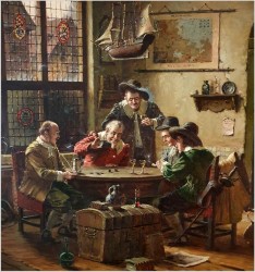 Pałacowe malarstwo! Gra w kości - Hein Van Doren (1930r Düsseldorf)