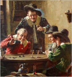 Pałacowe malarstwo! Gra w kości - Hein Van Doren (1930r Düsseldorf)