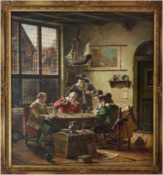 Pałacowe malarstwo! Gra w kości - Hein Van Doren (1930r Düsseldorf)