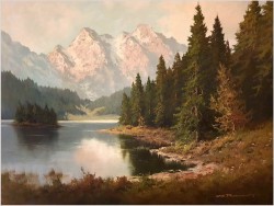 Polecamy Tyrol! Górskie jezioro - J.H.Thomas (*1922 Dresden)