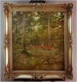 Malarstwo myśliwskie! Sarna i Kozioł Sarny - oryg. Georg Majewicz (1897-1965)