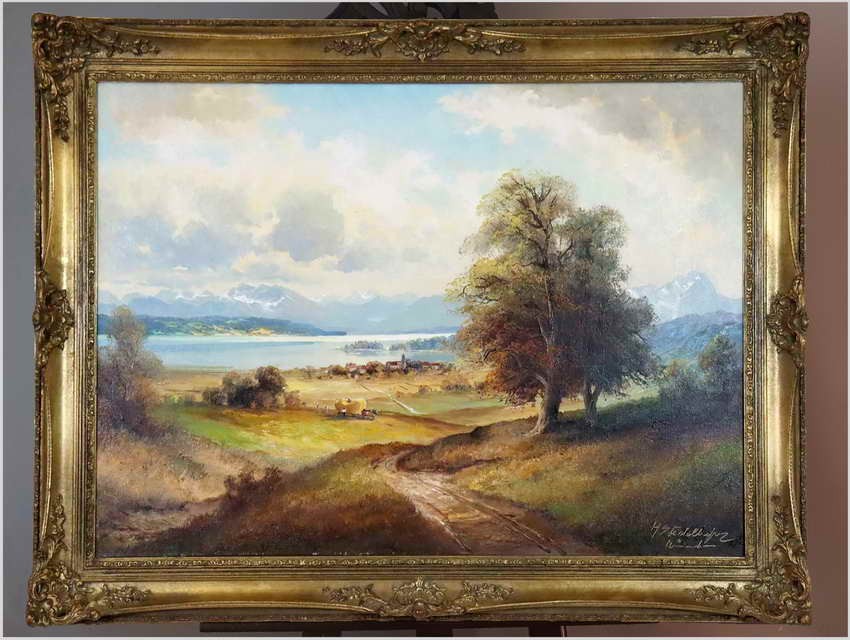 Obraz olejny! Sianokosy - Helmut Stadelhofer *1914 (Duży Rozmiar XXL)