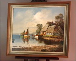 Łodzie przy brzegu - Dieter Lukas Larsen (1936-2001 Düsseldorf)