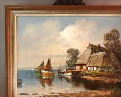 Łodzie przy brzegu - Dieter Lukas Larsen (1936-2001 Düsseldorf)