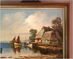 Łodzie przy brzegu - Dieter Lukas Larsen (1936-2001 Düsseldorf)