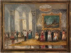 Pozycja Godna Uwagi !!! Scena Rodzajowa w Sali Balowej - Oryg. Christian Stemmeler *1928 (Rozmiar XXL!)