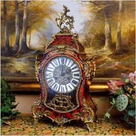 DUŻY ZEGAR Z INTARSJĄ W STYLU CHARLES BOULLE 58CM.