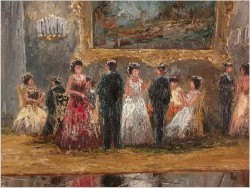 Pozycja Godna Uwagi !!! Scena Rodzajowa w Sali Balowej - Oryg. Christian Stemmeler *1928 (Rozmiar XXL!)